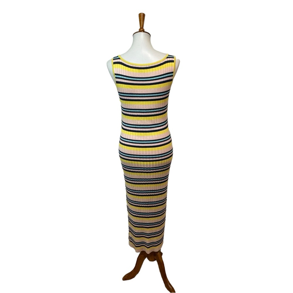 525 America Pink Snap Rib Dress Midi Yellow Size Medium - Picture 5 of 8